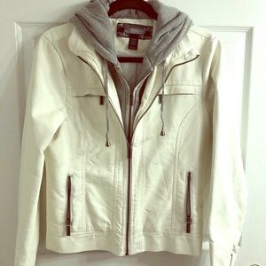 Vintage style white leather jacket